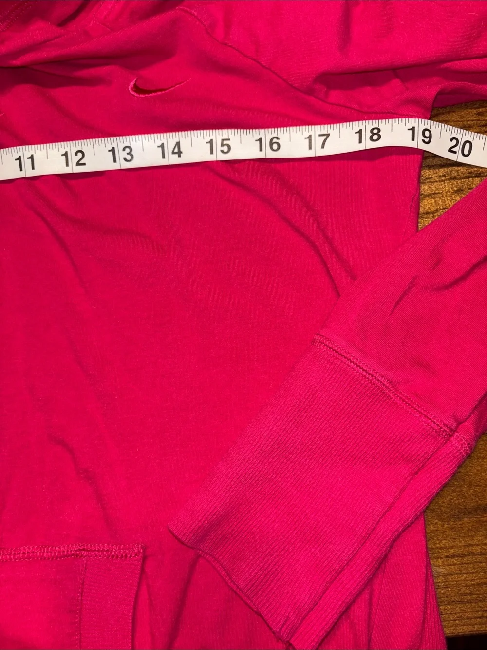 Nike Hooded Long Sleeve Pink T-shirt Swoosh Logo Tee Large L